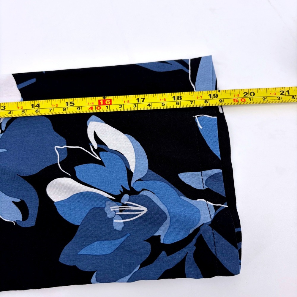 Liz Claiborne Womens Blue Floral Rayon Blouse 3/4 Sleeve Black Tunic Top Size M - Picture 8 of 8
